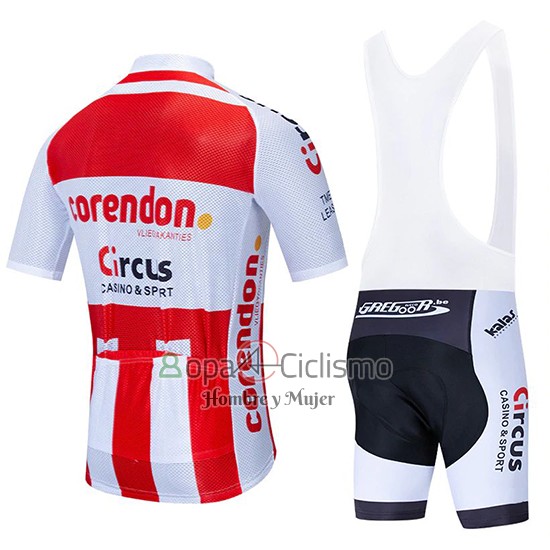 Corendon Circus Ropa Ciclismo Culotte Corto 2019 Hombre Mangas Cortas Rojo Blanco